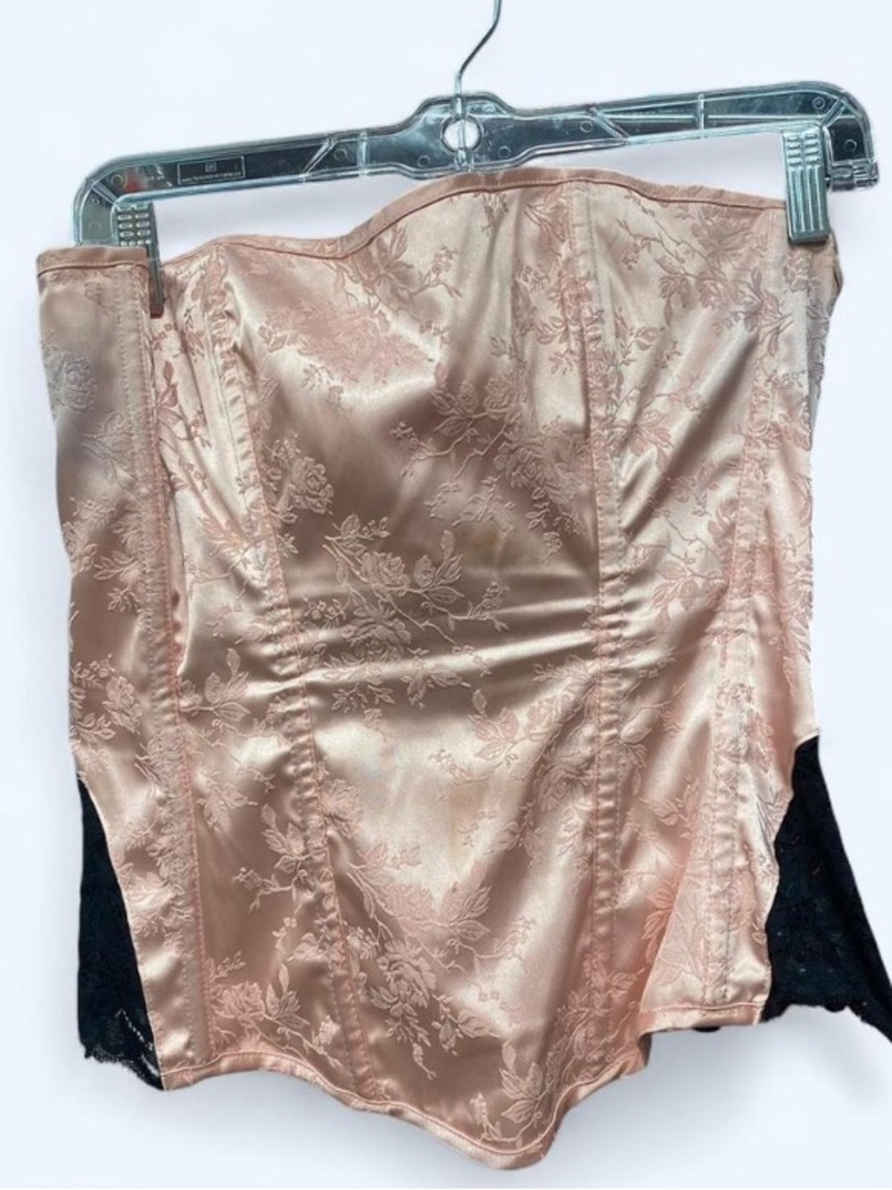 Vintage Women's Pink and Black Satin Bustier